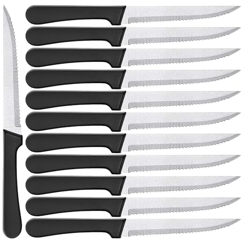 Turnaroundtech Coltelli da bistecca tavola 12 pezzi acciaio inox 22 cms lama 12 cm lavabile in lavastoviglie coltelli bistecca coltelli da carne coltelli da bistecca da tavola