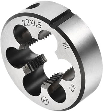 CoCud Rundes Gewindereparatur-Schneideisen, M22x1.5 Schneideisen 45mm Außendurchmesser, Legierter Werkzeugstahl Linksgewinde-Zylindrisches Gewindewerkzeug mit 6 Spanlöchern