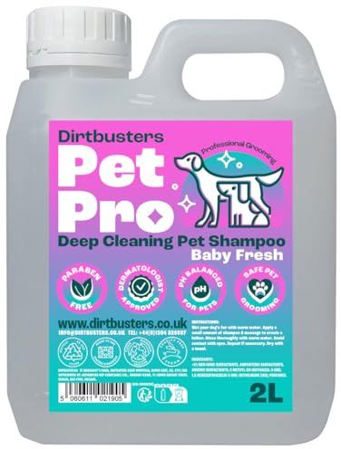 Dirtbusters Pet Pro Dog Shampoo Sensitive Skin (2L) Deep Cleaning Professional Dog Grooming & Puppy Shampoo & Conditioner For Smelly Dogs, Baby Fresh