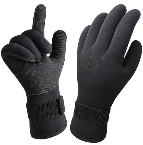 Cleminsta Gant de Plongée 3mm, Gants Néoprène Surf, Gants Sport Nautique Homme Femme Noir XL, Poignet Ajustable, Gants de Natation, Gants pour Plongée, Surf, Kayak, Snorkeling