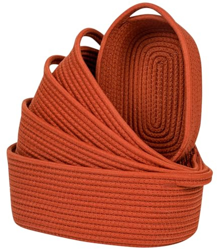 CubesLand Small Storage Basket Cotton Rope Organizer Baskets for Shelves