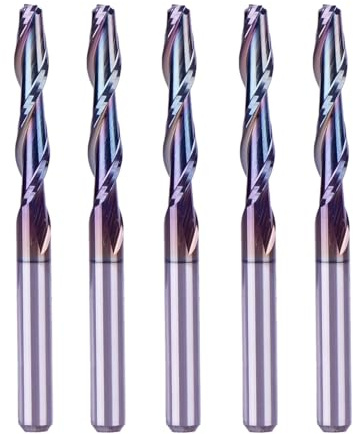 SpeTool Spiralfräser-Bit, 6,35 mm Schaft, 1,9 cm Schnittlänge, TAC-beschichtet, extra lange Lebensdauer, Schaftfräser, Vollhartmetall, CNC-Fräser für Holzschnitzerei, Gravur, 5 Stück