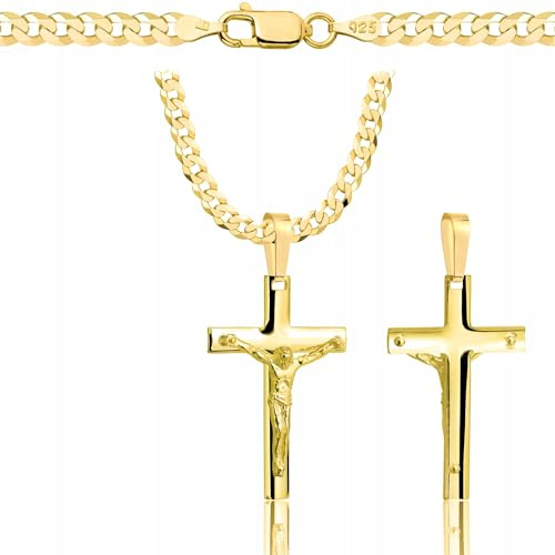 AMAR OPRAVA goldkette Herren/Damen 925/585 - Kreuz Kette- goldkette Kreuzkette, Halskette gold 3,8mm