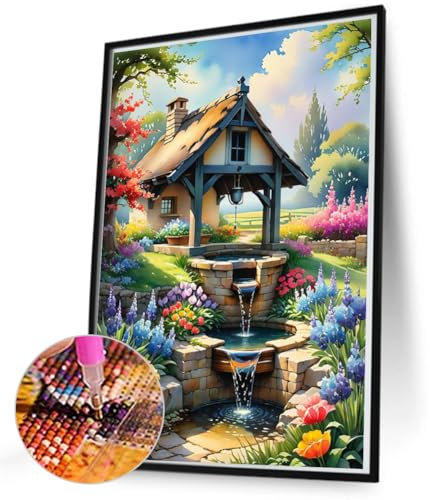 LYEAA 5D Pavilion Diamond Painting Kit, Full Drill Round Rhinestone Art Craft Home Decor 50x75cm Paints