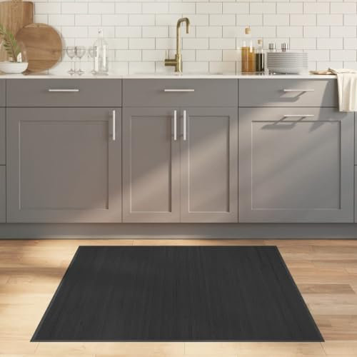 ShGaxin Quadratischer Teppich, grau, 100 x 100 cm, aus Bambus, Teppich, Zonenteppich, moderner Teppich, waschbar, für Wohnzimmer/Küche/Außenbereich, 376940