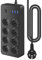 Lotvic Regleta Enchufes, Enchufe Multiple, Regletas Enchufes, Proteccion Sobretension con 8 Toma de Corriente y 4 Puertos(5V 2A) Estación de Carga Inteligente Tomas Alargadora con Cable 1,8m Negro