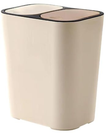 FLCPJGV Poubelle de Tri Poubelle à Couvercle Pressant Seau de Stockage des Déchets Corbeille à Déchets de Bureau pour Garage, Camping-Cars, Appartements, Sall, Beige