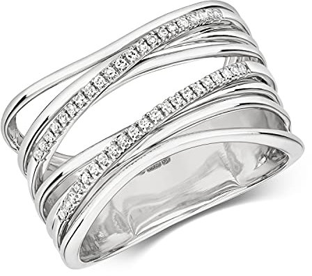 EDS Jewels Funkelndes Feuer Edler 9 Karat (375) Tricolor Gold Diamant Damenring Brillant-Schliff 0.12 Karat H - I1 TRS27987RSK