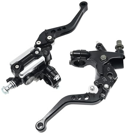 JUUDDENPARTS 2Pcs 7/8 Inch 22mm Motorcycle Brake Clutch Lever, Black Handlebar Brake Folding Latch Clutch Lever, Metal Master Cylinder Reservoir Motorbike Handle Assembly for 125cc to 400cc Motorcycle
