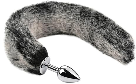 YUZHO Metall Butt Plug mit braunem Fuchsschwanz Role Play Anal Plug Fuchsschwanz Butt Toys Prostata Stimulation G-Punkt SM für Männer und Frauen Paare für Anfänger dildos silberner schwanz (Grau)