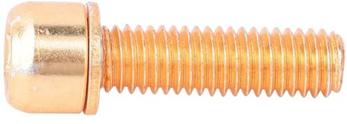 M5X18Mm Fahrrad-Vorbauschraube, Konische Kopfschrauben, Schrauben, Fahrradlenker-Lenkerteile, mit Distanzstück, Stahl-Gewindebefestigung für Rennräder (Gold eine Karte/6 Stück)
