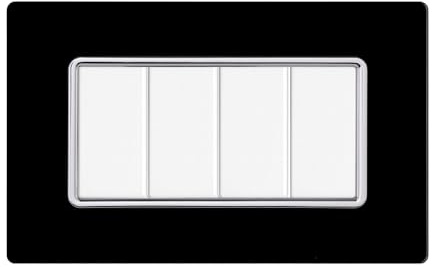 PLACCHE IN VETRO, COMPATIBILE CON BTICINO MATIX, 4 MODULI/POSTI, COLORE NERO, ALTA QUALITA', DESIGN ELEGANTE E MODERNO, PER INTERRUTTORI/PRESE, SERIE CIVILE