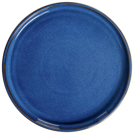Plato llano de cerámica, 20,5 cm, azul profundo, redondo