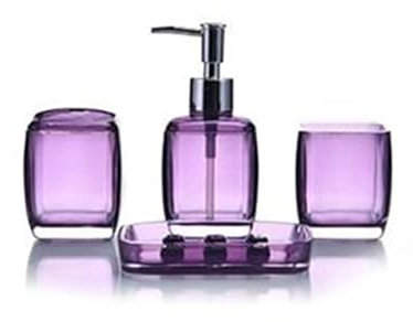 MZSKLW Set Dispensador De JabóN De BañO Juego de 4 Accesorios de baño morados, Soporte for Cepillo de Dientes, jabonera, dispensador de loción, Taza for Enjuague bucal Sets De Accesorios De BañO