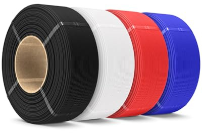 SUNLU Rapid PETG Filament Refill 1.75mm 4KG, Schwarz+Weiß+Rot+Blau | No-Spule PETG Refill for Reusable Spulen Compatible with Bambu Lab Filament Drucker, 4 Rollen 1KG/Rolle