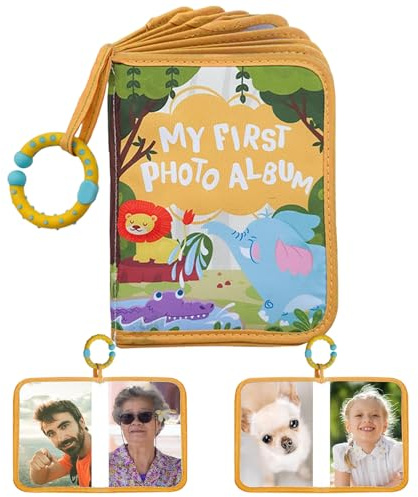 Teksome Album Foto Bebè | Libro Foto Morbido Familiare Per Neonato - Ricordo con Specchio Sicuro Decorazione Scrapbook per Soggiorno Baby Shower Compleanno