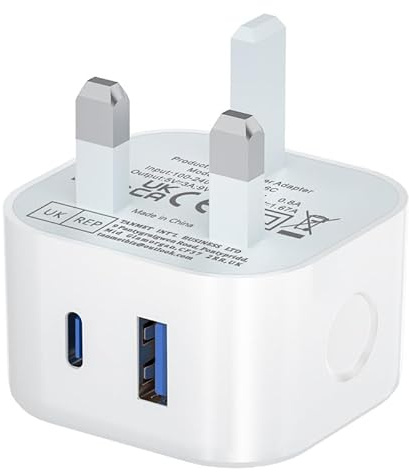 iPhone Charger Plug USB C Adaptor UK,Type-C Plug Fast Charge for Apple iPhone 16e 16 Plus 16 Pro Max 15 14 13 12 11 /Watch/New iPad 8 9 10 11th M3 M4,25W Type C Port Wall Plug TypeC Charging