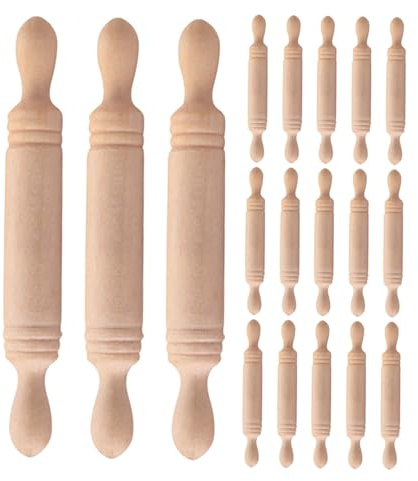 Milisten Lot de 30 Ustensiles De Cuisine Miniatures pour Enfants Rouleau À Pâtisserie en Bois pour Tout-Petits Ustensile De Cuisine Miniature en Bois pour Maison De Poupée Rouleau À