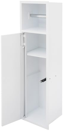 Módulo de armario empotrado, 63 x 15 x 15 cm, acero inoxidable, mueble de baño con portarrollos y puerta de armario, nicho de ducha empotrado para cocina, salón, hotel (blanco)