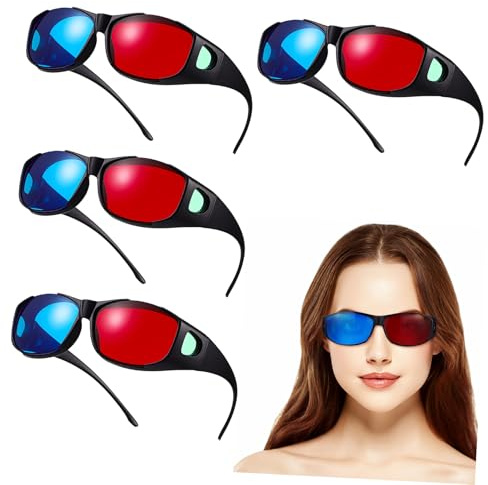 BUGUUYO Occhiali 3D Rosso e Blu Anaglifici per Cinema e Giochi 5 Pezzi in Plastica Design Compatto per Famiglie e Uso Domestico