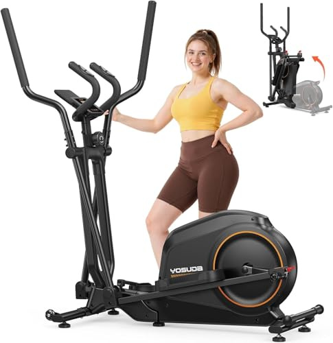 YOSUDA Foldable Cross Trainer – Only 2 Sq Ft, Ideal for Small Spaces. Elliptical Machines Fitness for Home with 16-Level Quiet Magnetic Resistance System