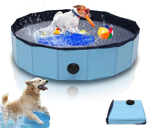 Zegupal Hundepool für Große & Kleine Hunde, Faltbare Hunde Pool rutschfest, 80 x 20cm Schwimmbecken für Hund Verdickt PVC, Planschbecken Hund Verschleißfest, Hundebadewanne Swimmingpool in Hundepools
