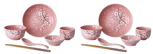 ULTECHNOVO Set Stoviglie Giapponesi Kit di Coltelli, Forchette e Cucchiai in Rosa 12 Delicato per Casa per Domestico