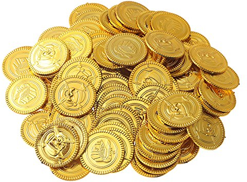 Beyond Dreams 150 Gold Münzen Spielgeld für Kinder - Piratenschatz - Fake Geld zum Spielen - Gute Prägung - Set für Piraten-Geburtstag - Schatzsuche - Kinderkasse - zum Teilen als Mitgebsel geeignet