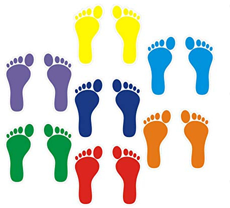 FixtureDisplays® 42 Footprint Self Adhesive Sticker Film Laminated Easy Write Wall Floor Decor Craft Stairs Walk Footprint Social Distance Queline Floor Marker/Floor Sticker 15038-NPF