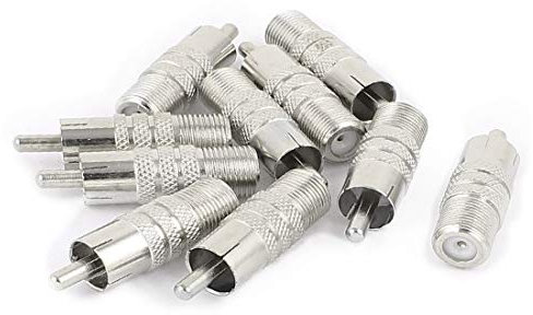 New Lon0167 10 Pcs F-Type Female to RCA Male RF Adapter Connector Coax Jack Silver Tone(10 Stücke F-Typ Buchse auf Cinch-Stecker R_F_SS Adapter Stecker Koaxialbuchse Silber Ton