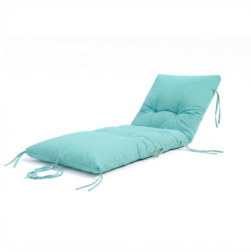 Coussin Bain de Soleil - Matelas pour transat - 185x55cm & épaisseur 12 cm - Déperlant et résistant aux UV - Bleu Caraïbes - Déco Arts