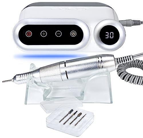 Premium LED Nagelfräser Nail Drill Set inkl. 4 Premium Bits für Gelnägel Acrylnägel 30.000 U/Min, Fräser für Nagelstudio - Nagelmodellage Maniküre Pediküre Set auch für Anfänger geeignet