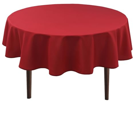 Hiasan Rund fläckbeständig bordsduk, vattentät trädgårdsduk, för matsal, trädgård, fest, picknick, födelsedag, bröllop eller hem, diameter 180 cm (180 cm, röd)