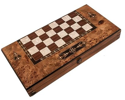 Helena Wood Art, Handgefertigtes Hochwertiges Backgammon Spiel aus Holz, Tavla, 100% Holz, Deluxe Edition, TricTrac, 50 x 25 cm