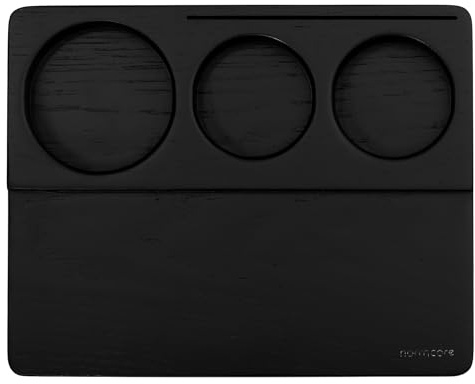 Normcore Tamping Station - Black Oak Wood Espresso Tamping Mat - Wooden Tamping Mat for 51/54/58mm Portafilter, Tamper, Distributor, Puck Screen and Portafilter - Natural Black Stained Oak Wood