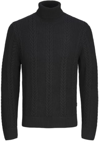 JACK&JONES Jcocipher stickad rulle hals, svart, M