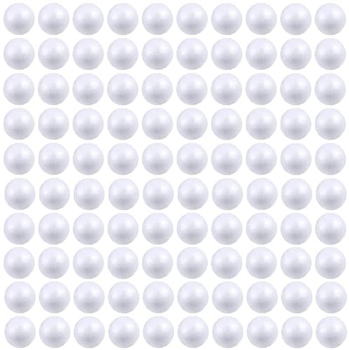 douyif Styroporkugel Weiße 2.5cm 100stk Schaumkugeln Styropor Polystyrol Kugeln Vollkugel Weiße Styropor Kugeln Zum Bastel für DIY Craft Schulprojekte Wissenschaft Modellierung Partydeko (2.5cm)