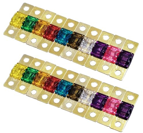 20Pcs 20A/30A/40A/50A/60A/70A/80A/100A/125A/150A High Current Link Sicherungen Ersatz Kompatibel mit Midi Sicherungshalter High Current Alle Midi Amps