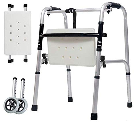 VBNCUUIOPO Déambulateur pour personnes âgées handicapées en aluminium à deux roues pour baignoire, planches auxiliaires, membres inférieurs, 47 cm x 52 cm x 73 cm, bâton de marche antidérapant avec