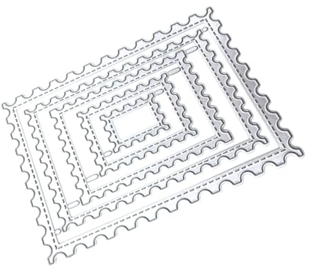 NUOBESTY 5pcs Stamp Model Die Card Making Dies Postage Stamp Banner Cutting Dies Frame Cutting Dies Handmade Crafts Scrapbooking Tools Die Cutting Dies Metal Dies Carbon Steel Silver