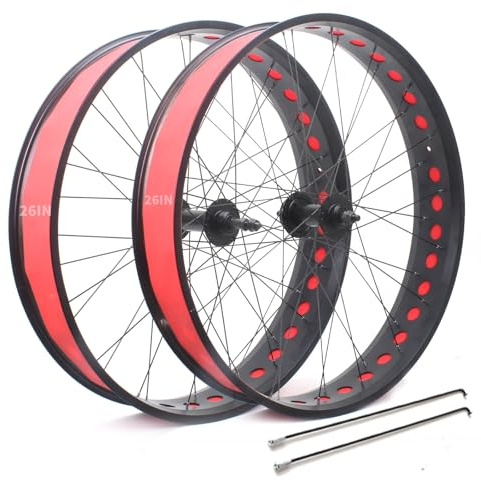 20/24/26“ X 4.0“ Fat Tire Snowbike-Laufradsatz Scheibenbremse Schnellspanner 135mm/195mm 36H Vordere Hinterradnaben Für 7/8/9/10s Drehfreilauf 14G Speichen(Black-Skeleton,26'')