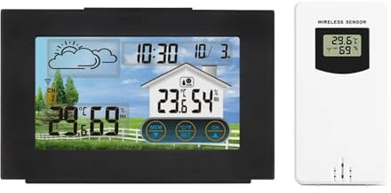 Estación meteorológica digital, estación meteorológica inalámbrica, termómetro higrómetro para interiores y exteriores con sensor, despertador, luz de fondo, carga USB, visualización de datos múltipl