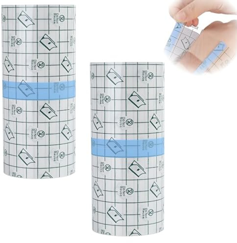 2 Rollen à 15cm X 2m Lang Tattoo Folie Heilung,Selbstklebend Wasserfest,Mit Pu-Klebeband Tattoo Pflaster,Transparent Second Skin,Tattoo ZubehöR Schutzpads,Geeignet FüR Tattoos,Hals WundverbäNde