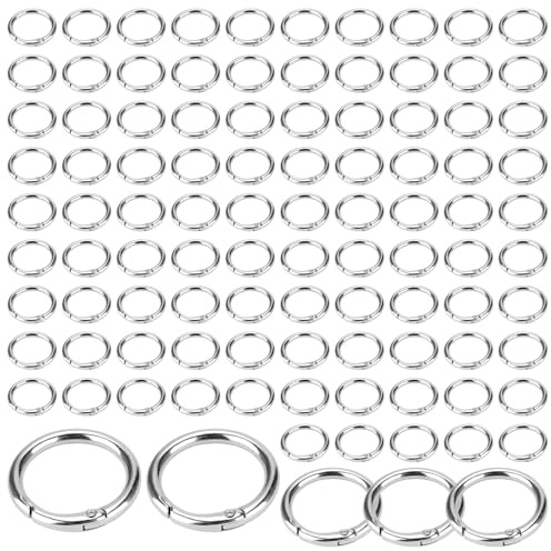 YIXNSW 100 Stück Karabiner Rund 27mm, Ringkarabiner Karabinerhaken, Schlüsselringe Schlüsselanhänger Ringe für Schlüssel, DIY und Handwerk