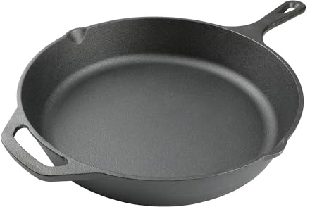 12 Inch Cast Iron Skillet, Pre-Seasoned Frying Pan for Oven, Stovetop, Grill & Campfire, Durable, Non-Toxic, Even-Heating Cookware, Black