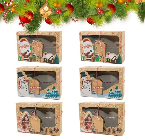 Julskakor Förpackningslådor | Cupcake Godis Förpackningslåda,Med Genomskinligt Fönster Julbakelseaskar - För Partypresent Födelsedag Vinterfest Bakning Bageri Pojke Flicka Familj Vän