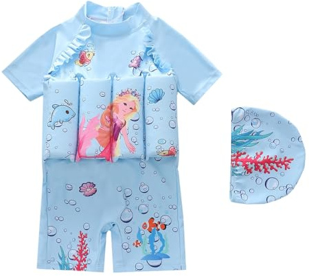 Costume da Bagno Ragazza, Costume da Bagno Galleggiante per Ragazze con Protezione e Design Sportivo per attività acquatiche