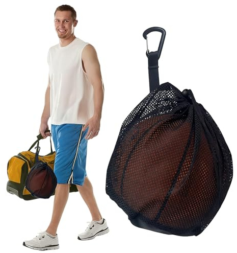 NiceNaiils 1 st basketnät, för 1 boll, basketväska med dragsko, fotbollsnät, ryggsäck, basketväska, bollväska, tennis, volleyboll