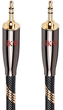 SKW Audiophiles Cavo Aux 3,5mm, Cavo Audio Jack 3.5mm con cavo audio stereo da 6 mm per subwoofer, home cinema e altro (1.5m, Nero)