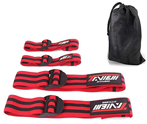 TAVIEW ocklusionsband, 4-pack (2 bicepband, 2 benband), bekväma elastiska band för blodflödesbegränsningsträning och snabb muskeltillväxt utan att lyfta tunga vikter
